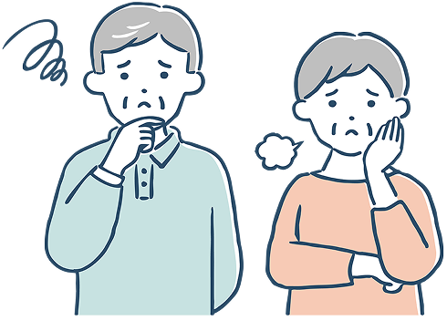 お悩みのシニアのイラスト